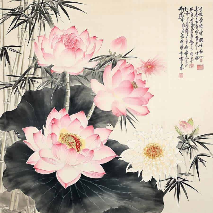 Chinesische Tuschemalerei mit Blumen (NF)