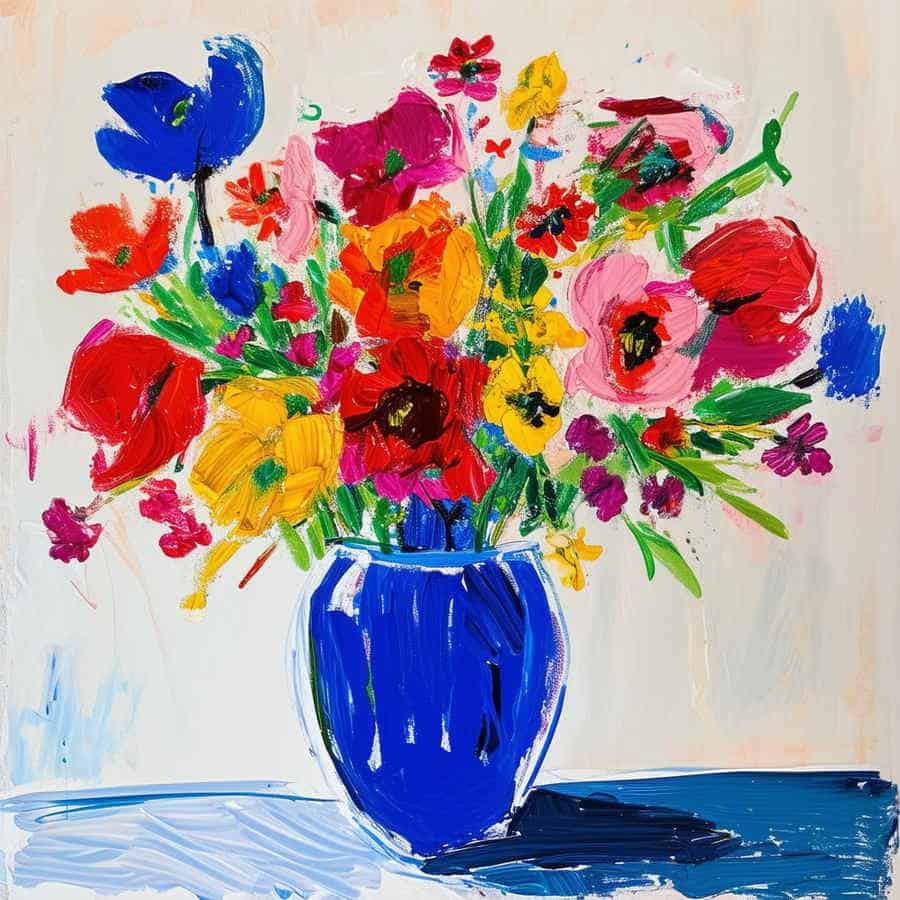 Schöne Blumen in Vase gemalt (NF)