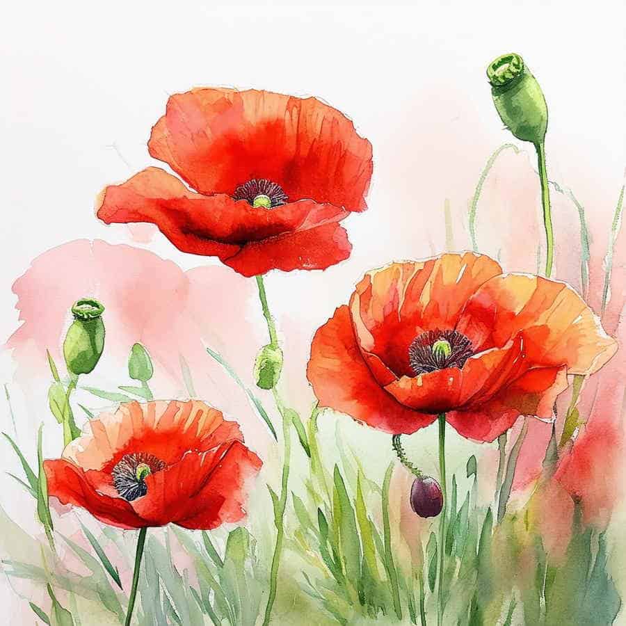 Mohnblumen mit Aquarell (NF)