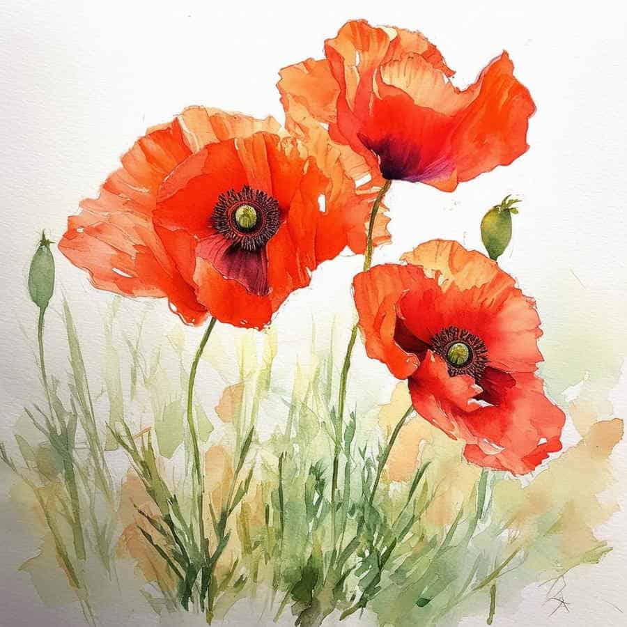 Aquarell Mohnblumen malen (NF)