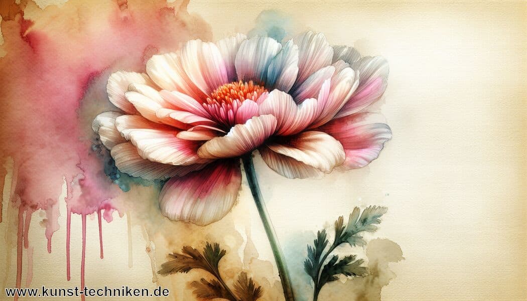 Blume mit Wasserfarben malen